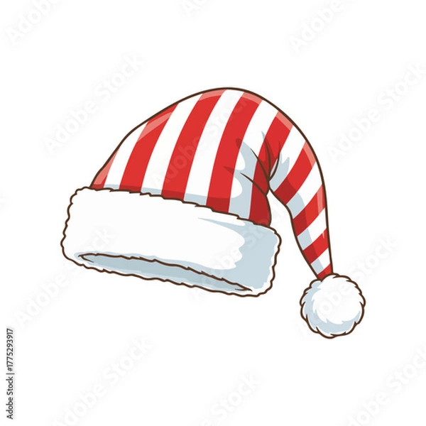 Obraz Festive santa hat with red and white stripes for holiday greetings
