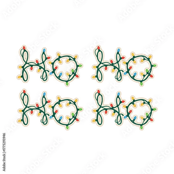 Obraz Festive holiday cheer with whimsical string lights saying Ho Ho Ho pattern