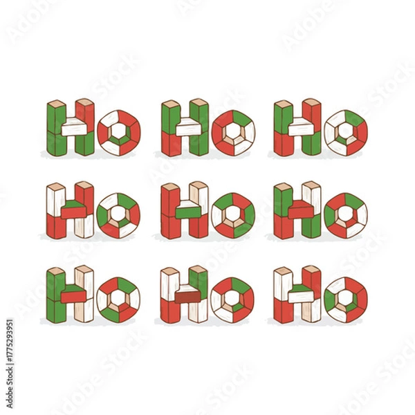 Obraz Festive holiday spirit with playful blocks spelling Ho Ho Ho for Christmas cheer