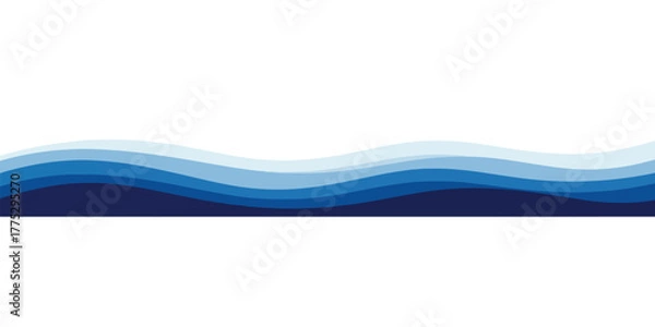 Fototapeta Abstract blue wave background layered paper cut style vector illustration for web design and decoration