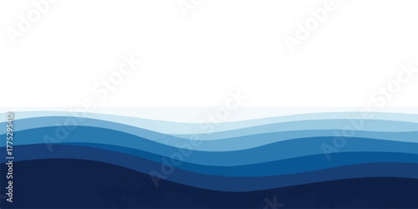 Fototapeta Abstract blue wave background layered paper cut style vector illustration for graphic design and web presentation