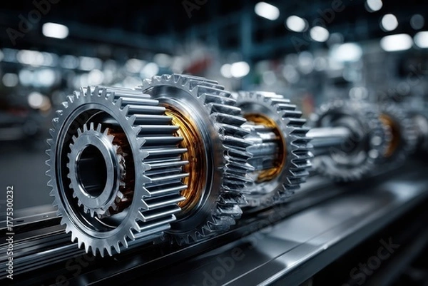 Fototapeta Intricate Gearbox Mechanism Showing Visible Gears and Components