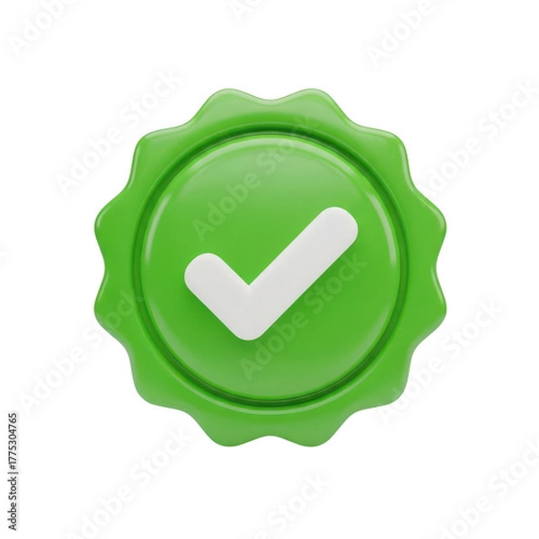 Obraz Green check mark icon isolated on transparent background, symbolizing approval