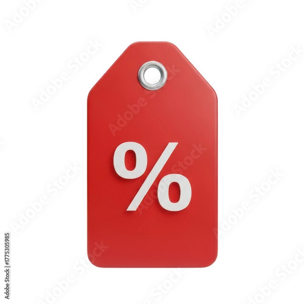 Obraz Red discount tag with percentage sign isolated on transparent background