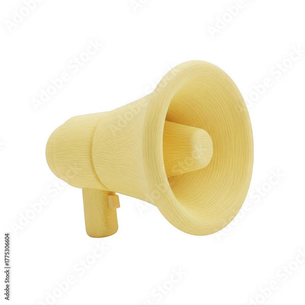 Fototapeta A yellow megaphone isolated on transparent background for amplifying voice or sound