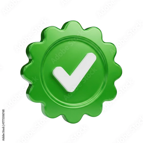 Fototapeta Green check mark icon isolated on transparent background, symbolizing approval and validation