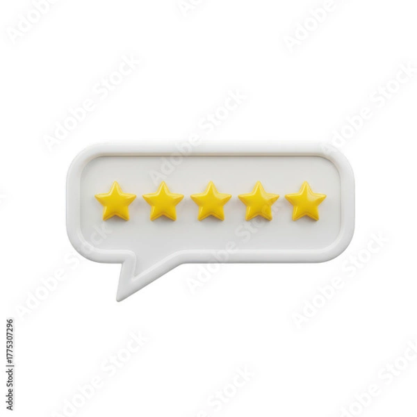 Obraz Five yellow stars inside a white speech bubble isolated on transparent background