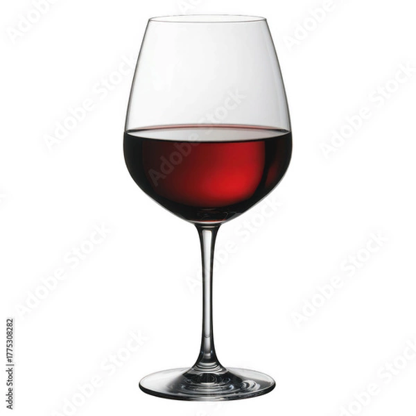 Fototapeta Elegant glass of red wine isolated on transparent background, ready to be served