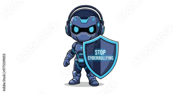 Obraz Cyber Guardian Mascot Vector Stop Cyberbullying Awareness Character