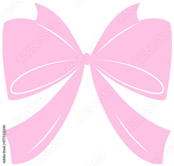 Obraz Pink coquette cute bow with ribbon. Hand drawn for design template card, decoration, invitation for wedding, birthday party, Christmas.