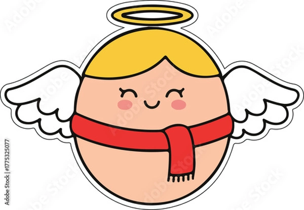 Fototapeta Christmas Vector Angel Design with Halo and Scarf