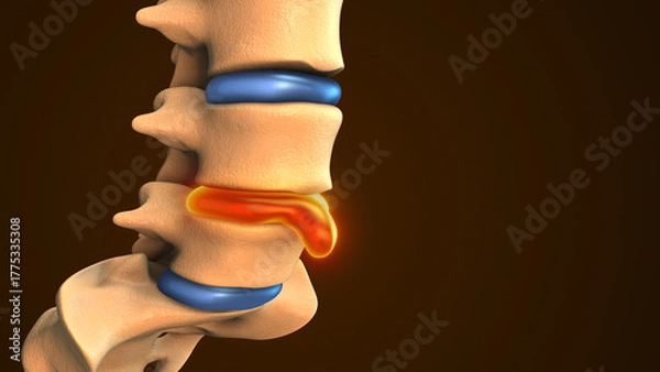 Obraz Spinal Disc Herniation Shown in Medical Animation
