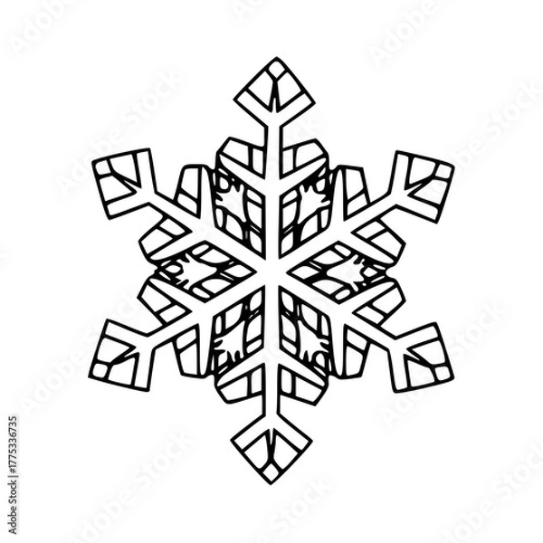 Fototapeta Geometric winter snowflake clean line drawing