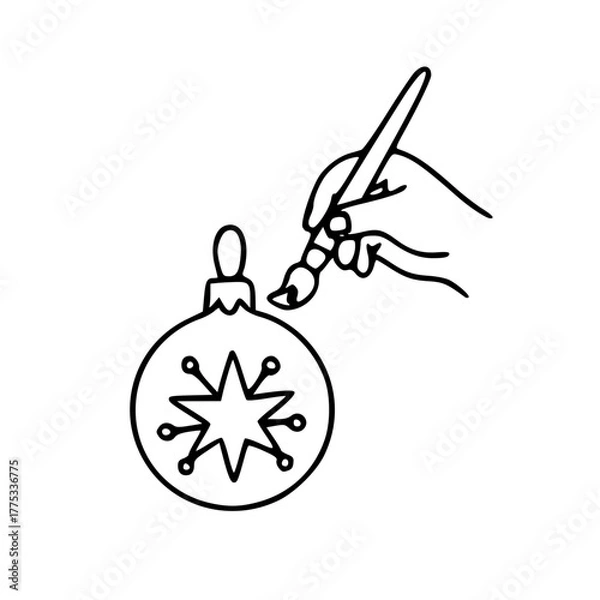 Obraz Hand painting christmas ornament decoration outline