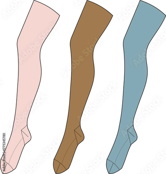 Obraz Fashionable hosiery three pairs of opaque tights in various skin-tone colors, perfect for any outfit