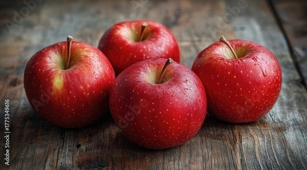 Obraz Four red apples on rustic wood (1)