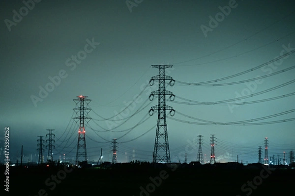 Obraz 夜の無機質な鉄塔