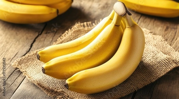 Obraz Fresh bananas on rustic wooden table
