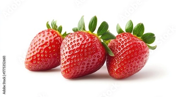 Fototapeta Three fresh, red strawberries