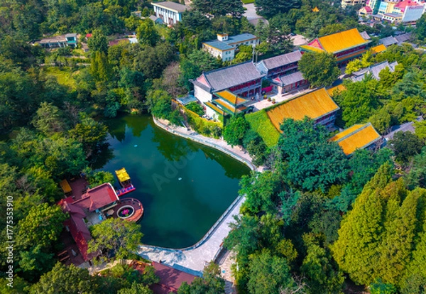 Fototapeta Aerial view of Zhanshan Temple in Qingdao, China