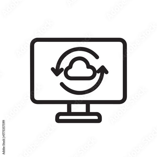 Fototapeta Online Data Sync Icon Synchronization Symbol for Cloud Backup and Internet Connection.
