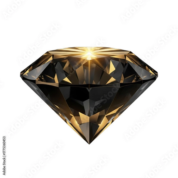Fototapeta Striking black diamond with golden internal light, symbolizing rare, high-value deals. Ideal for luxury branding, financial investments, exclusive events, or special anniversary marketing.