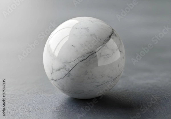 Obraz Marble Sphere Balance – Abstract Stone Object on Neutral Background