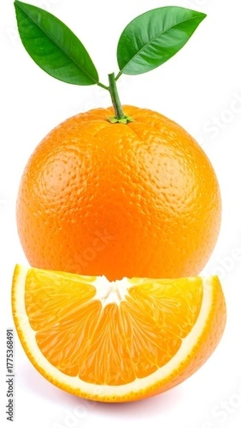 Obraz Fresh orange fruit, whole and sliced