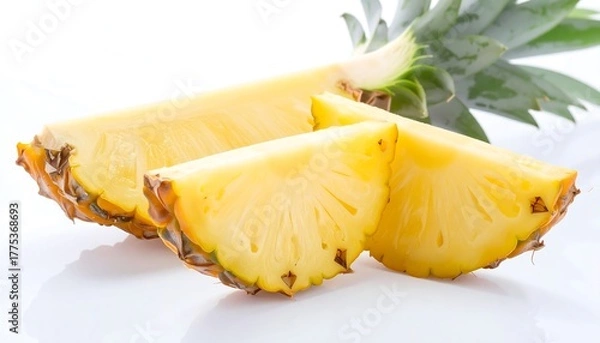 Fototapeta Fresh pineapple slices on white background (1)