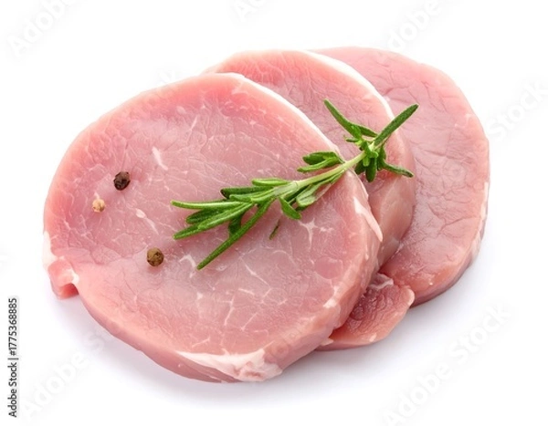 Obraz Fresh raw pork chops, ready to cook