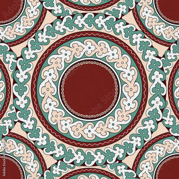 Fototapeta Tile With Circular Frame Vintage Medieval Decorative Patterns