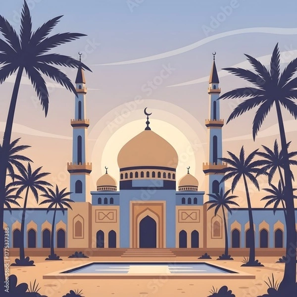 Obraz Desert Mosque at Sunset