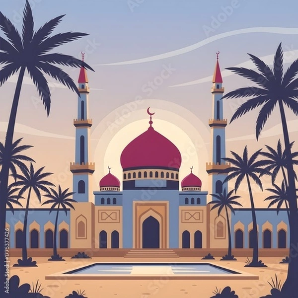 Obraz Desert Mosque at Sunset