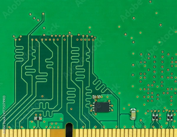 Fototapeta Ram board showing the intricate circuitry on the rear side