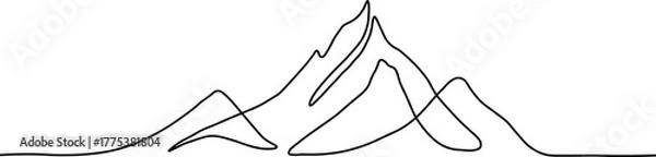Obraz Minimalist black line drawing of mountain peaks summit