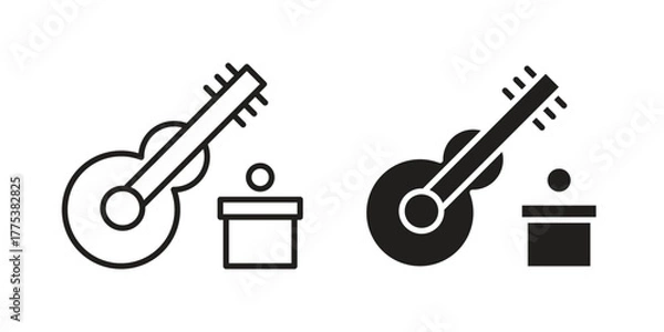 Fototapeta Busking icon set. Outline symbol editable.