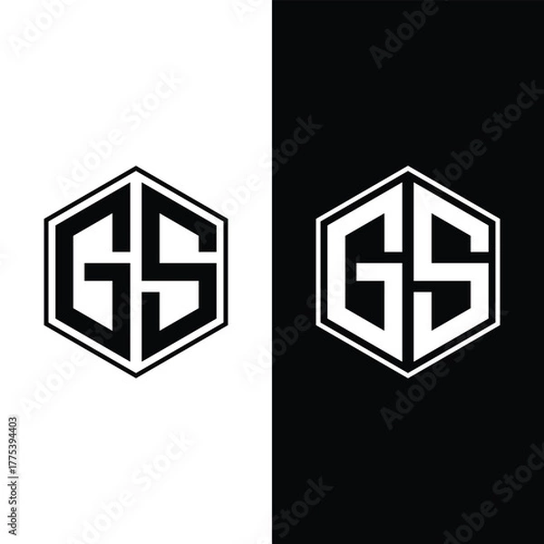 Fototapeta Creative Letter GS Monogram Hexagon Logo Stock Vector and Vector Art.