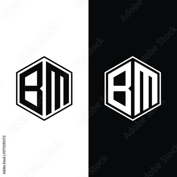 Fototapeta Initial letter BM Monogram Logo Stock Vector and Vector Art.