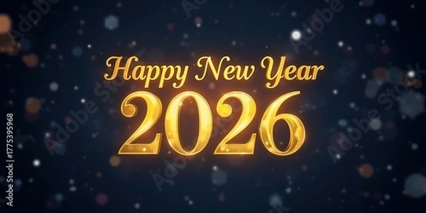 Obraz Golden Christmas Tree with Star and Bokeh Lights on Blue Background