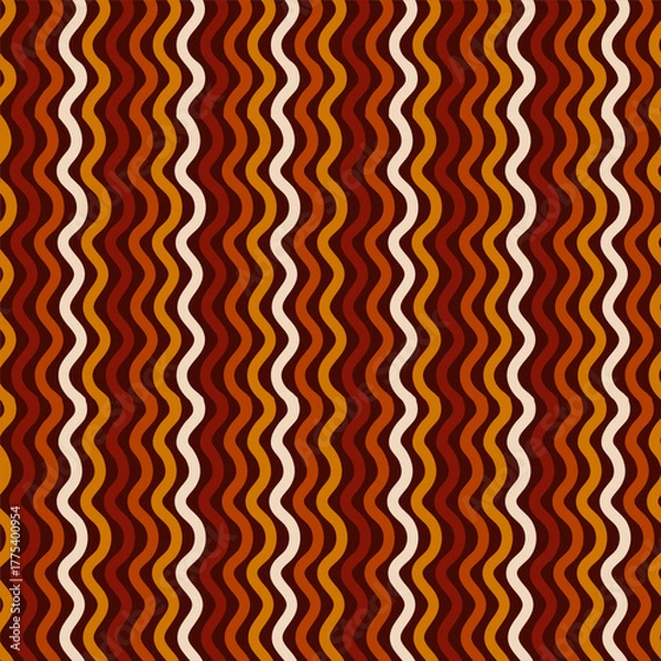 Fototapeta Whimsical vertical wave Stripes Fall Color Simple Seamless Pattern, autumn Coquette Fabric Textile