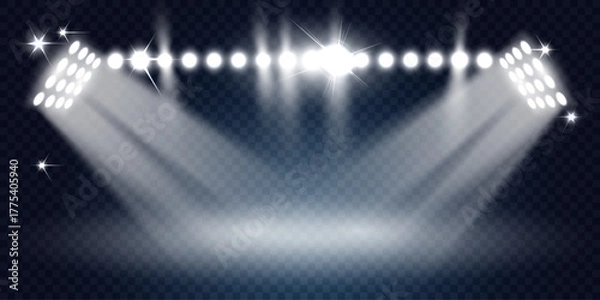 Obraz Bright stage lighting, spotlight effect. Vector illustration.