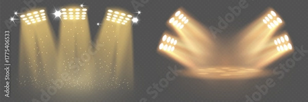 Obraz Realistic concert stage lighting effects. On a transparent background.