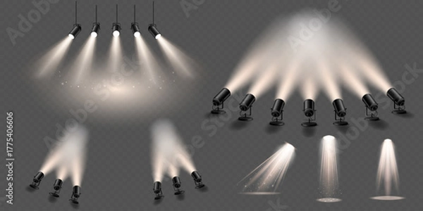 Fototapeta Stage spotlights with soft dust particles.