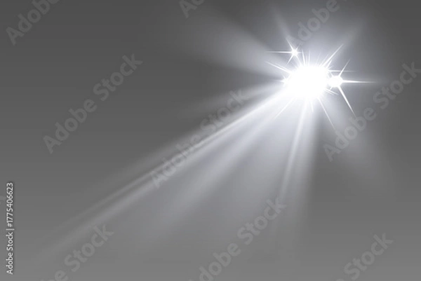 Fototapeta Special lighting effect of light, glowing star rays.