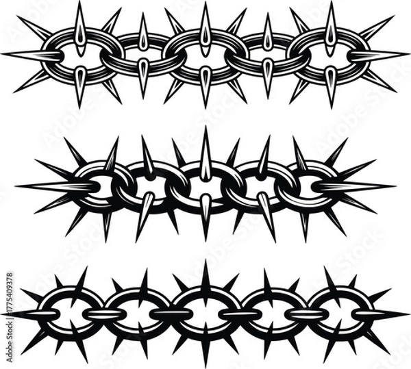 Fototapeta Spiked Chain Border Vector Design Illustration.
