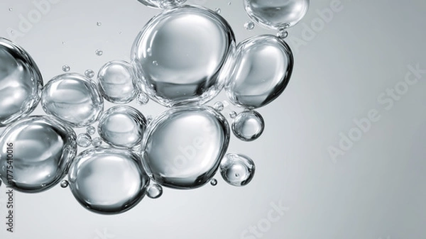 Fototapeta Water bubbles forming abstract liquid shape in clear background