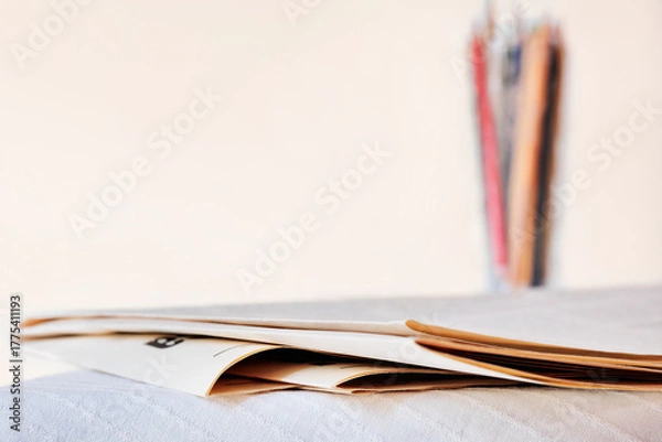 Obraz Folded newspapers on table