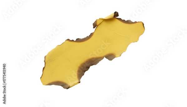 Fototapeta Close up of a yellow irregular shape with brown edges.