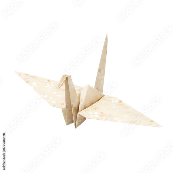 Fototapeta Origami paper crane isolated on transparent background.