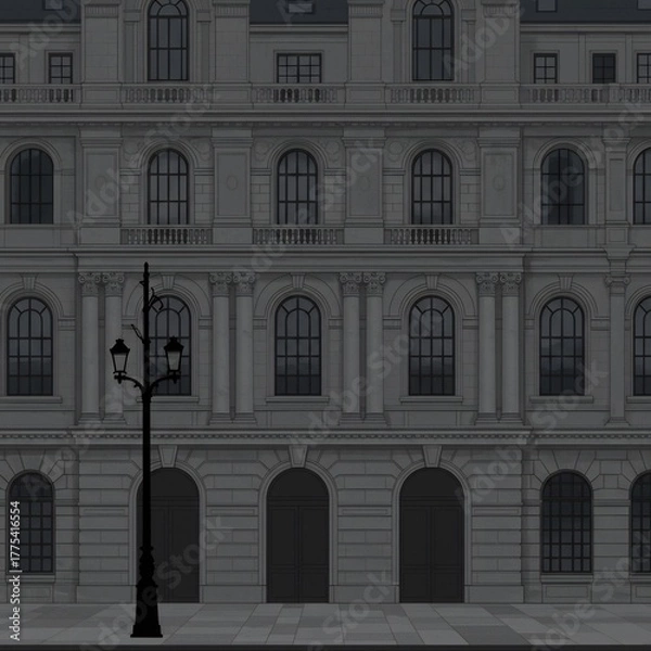 Obraz Vintage Street Lamp in Front of Old Building Facade.